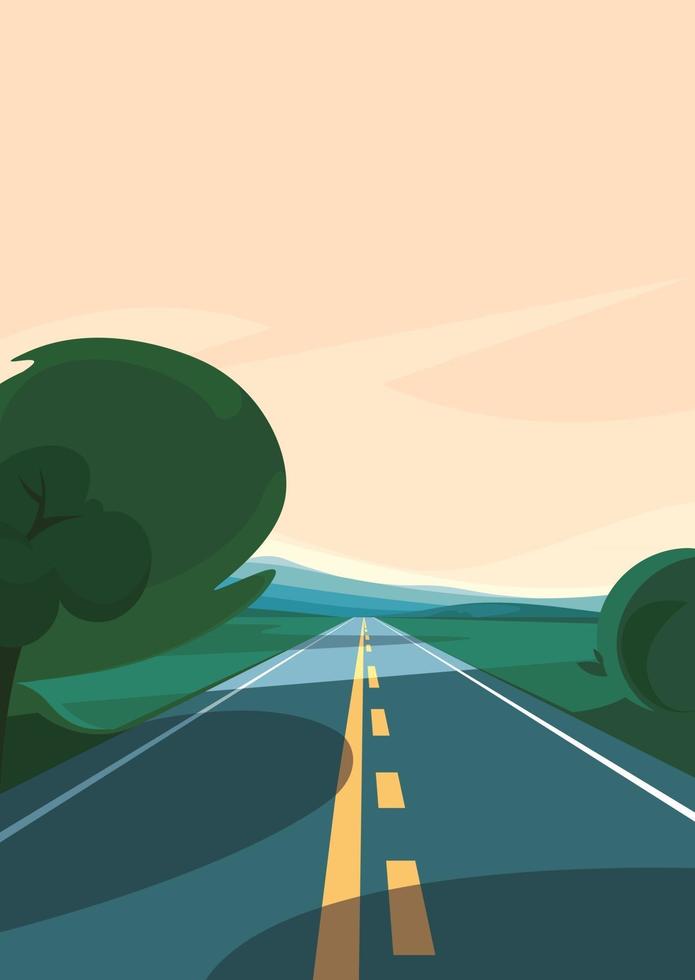 Road stretching into the horizon in vertical orientation. vector