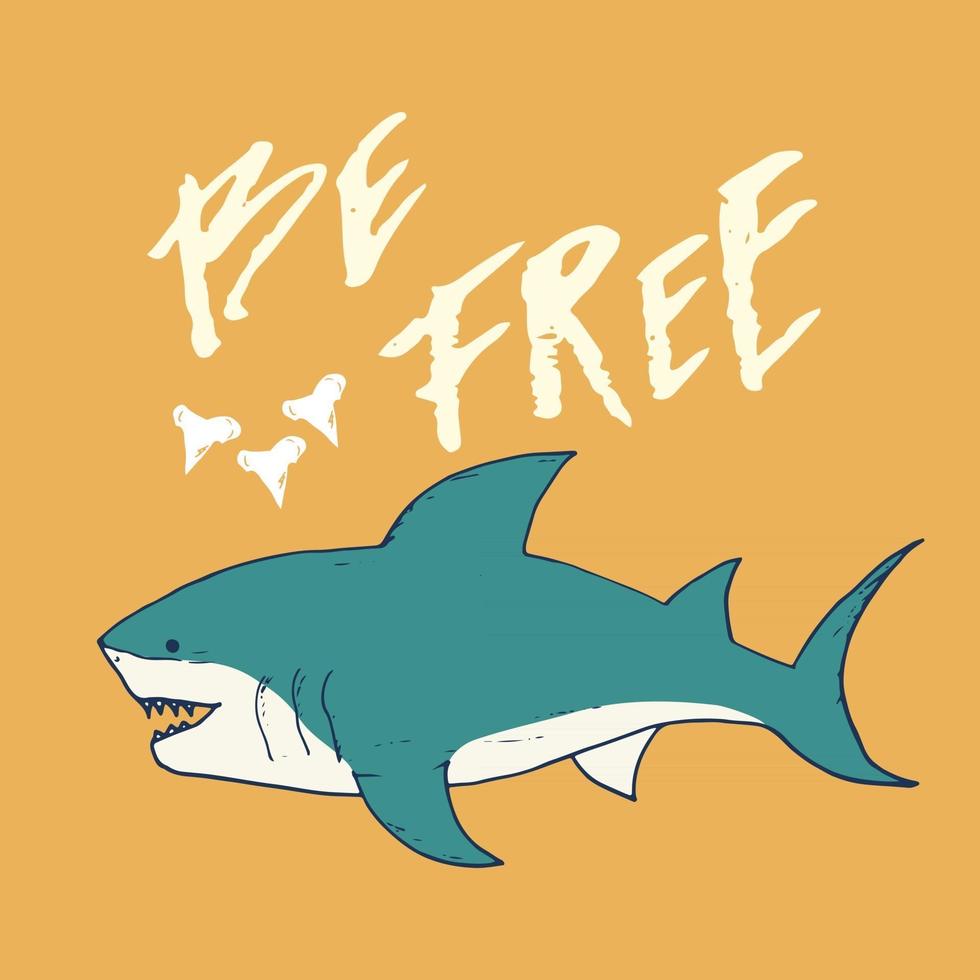 Cute Shark hand drawn sketch, T-shirt print design vector illustration