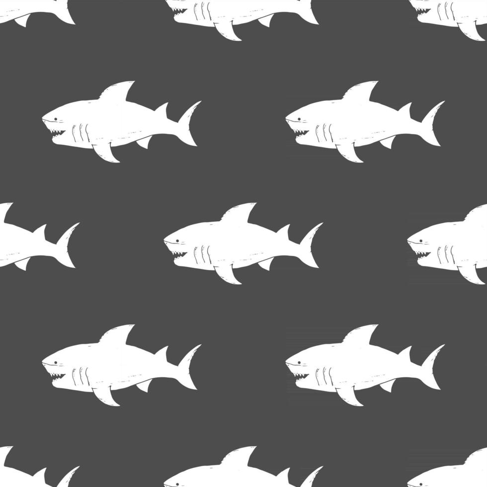 Shark seamless pattern, Hand drawn sketched doodle shark, vector illustration