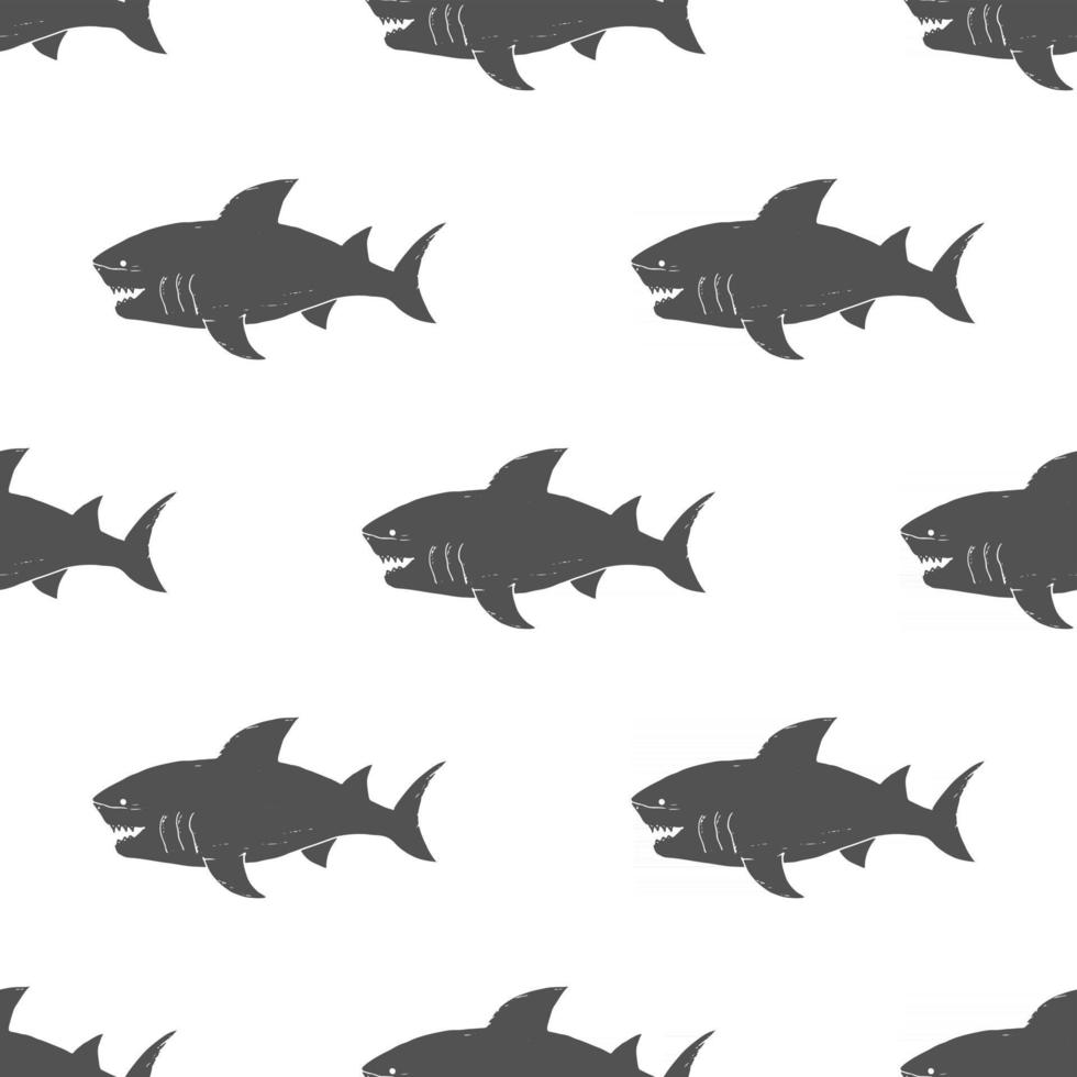 Shark seamless pattern, Hand drawn sketched doodle shark, vector illustration