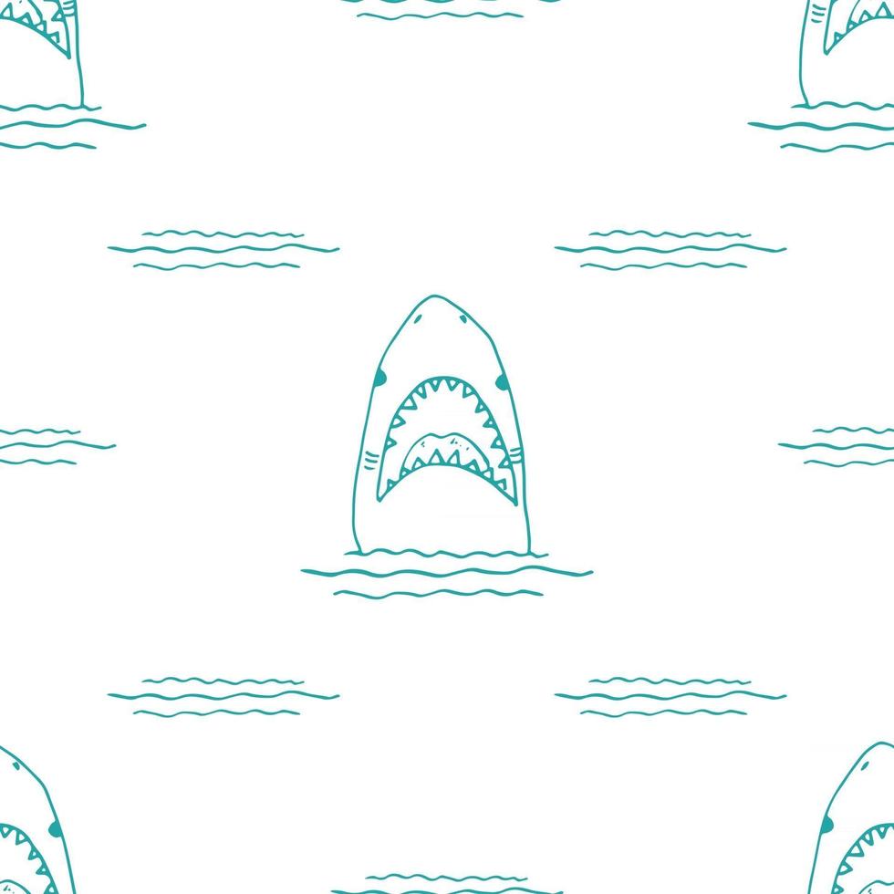 Shark seamless pattern, Hand drawn sketched doodle shark, vector illustration