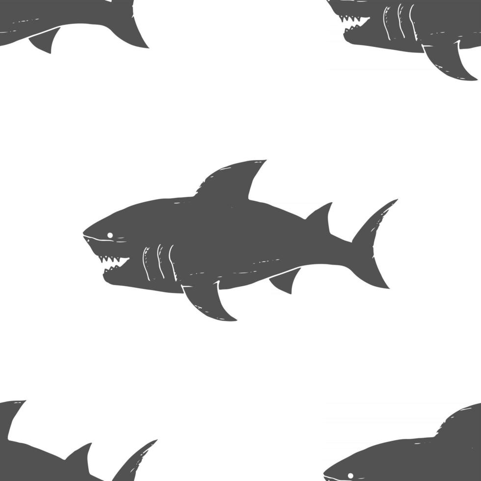 Shark seamless pattern, Hand drawn sketched doodle shark, vector illustration