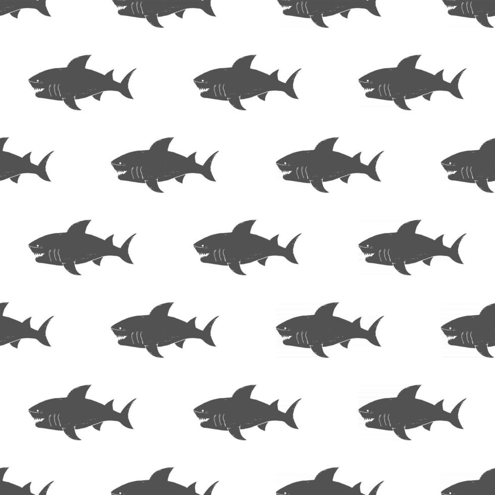 Shark seamless pattern, Hand drawn sketched doodle shark, vector illustration