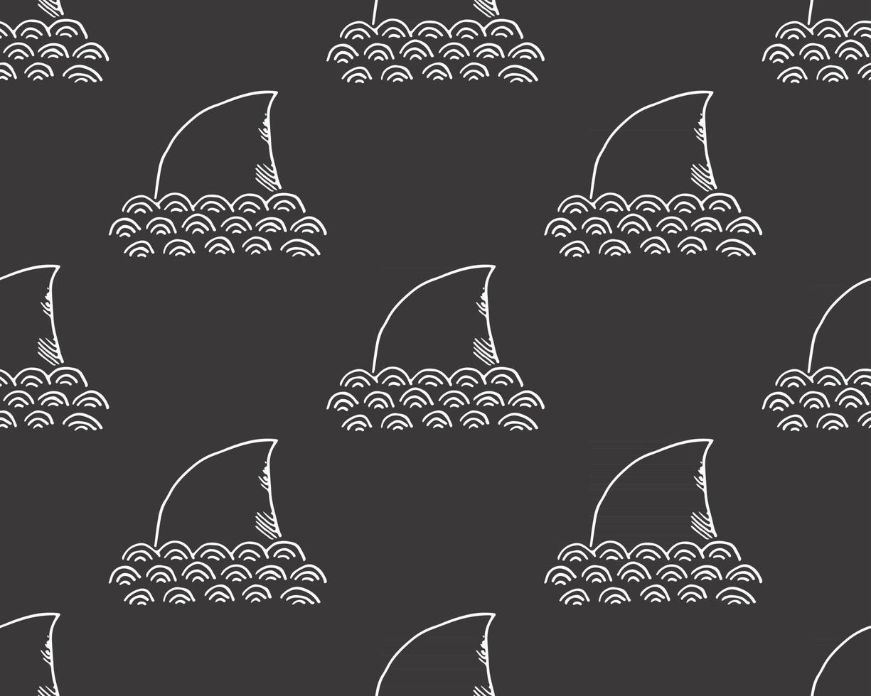 Tiburón de patrones sin fisuras, tiburón doodle esbozado dibujado a mano, ilustración vectorial vector
