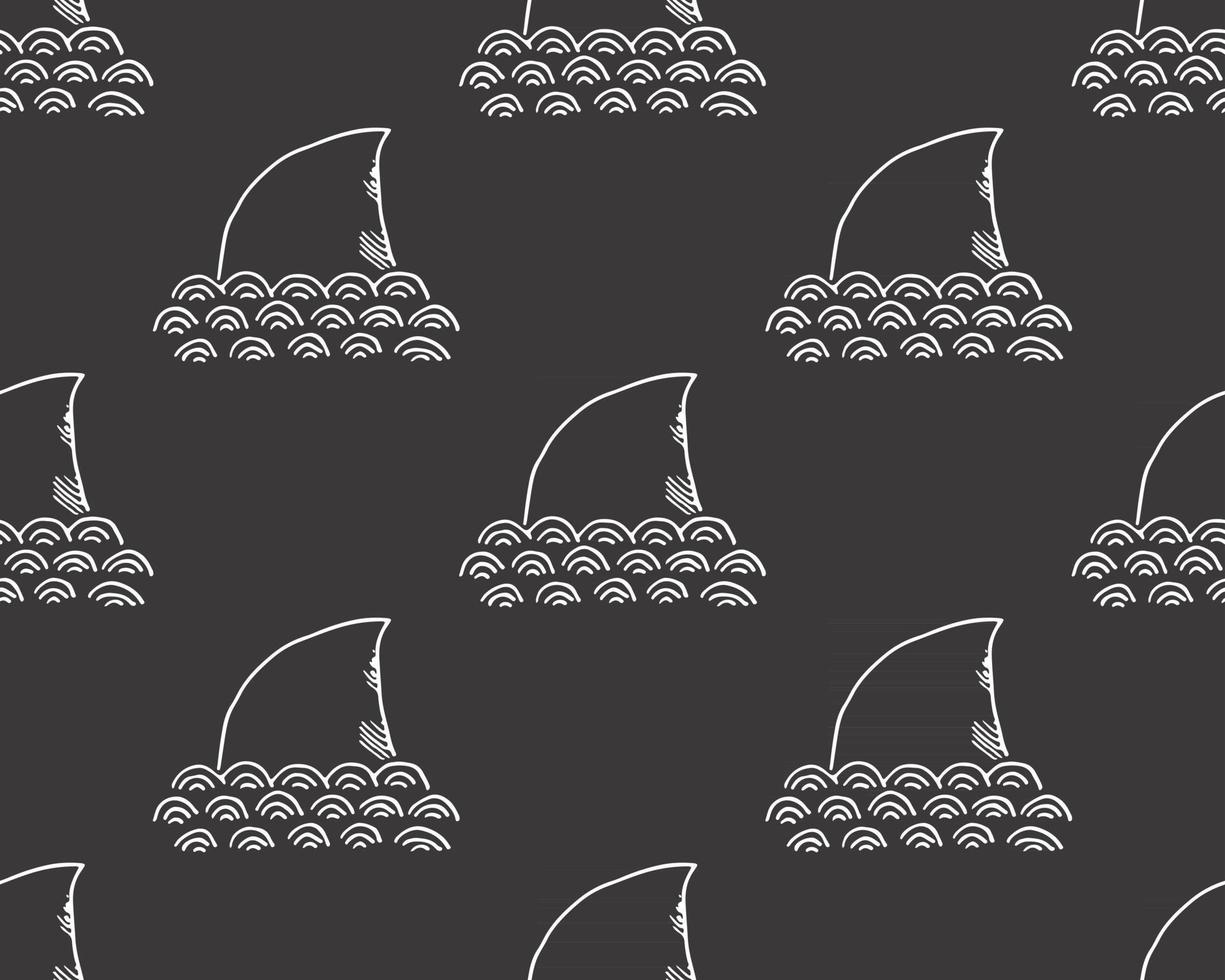 Shark seamless pattern, Hand drawn sketched doodle shark, vector illustration