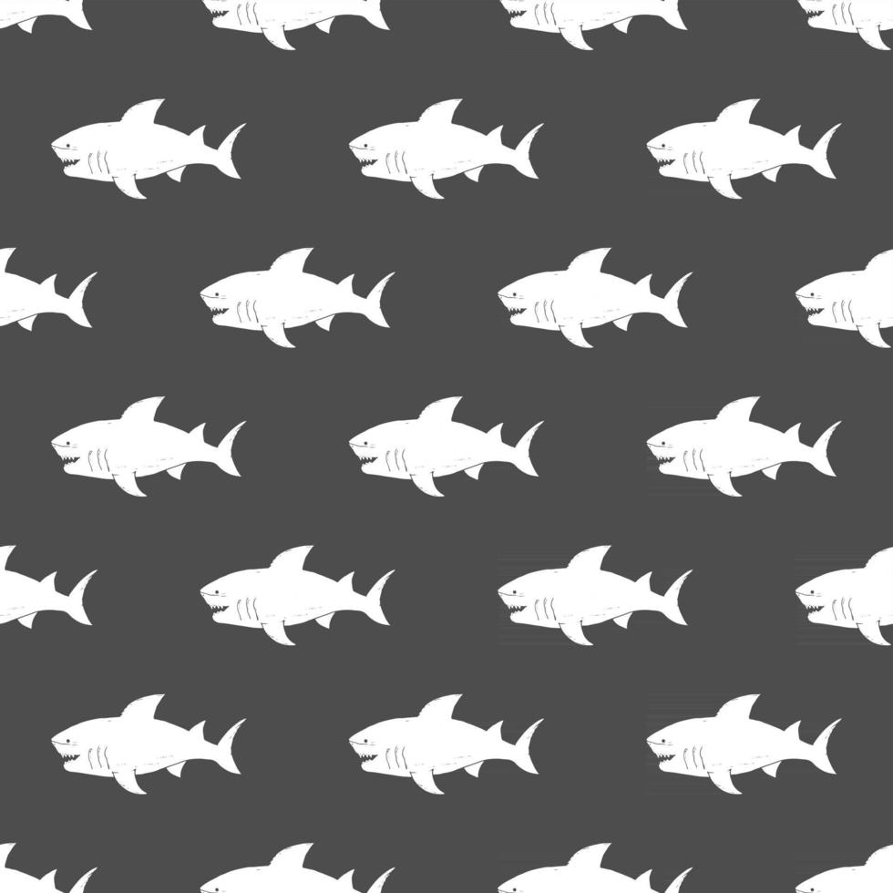 Shark seamless pattern, Hand drawn sketched doodle shark, vector illustration