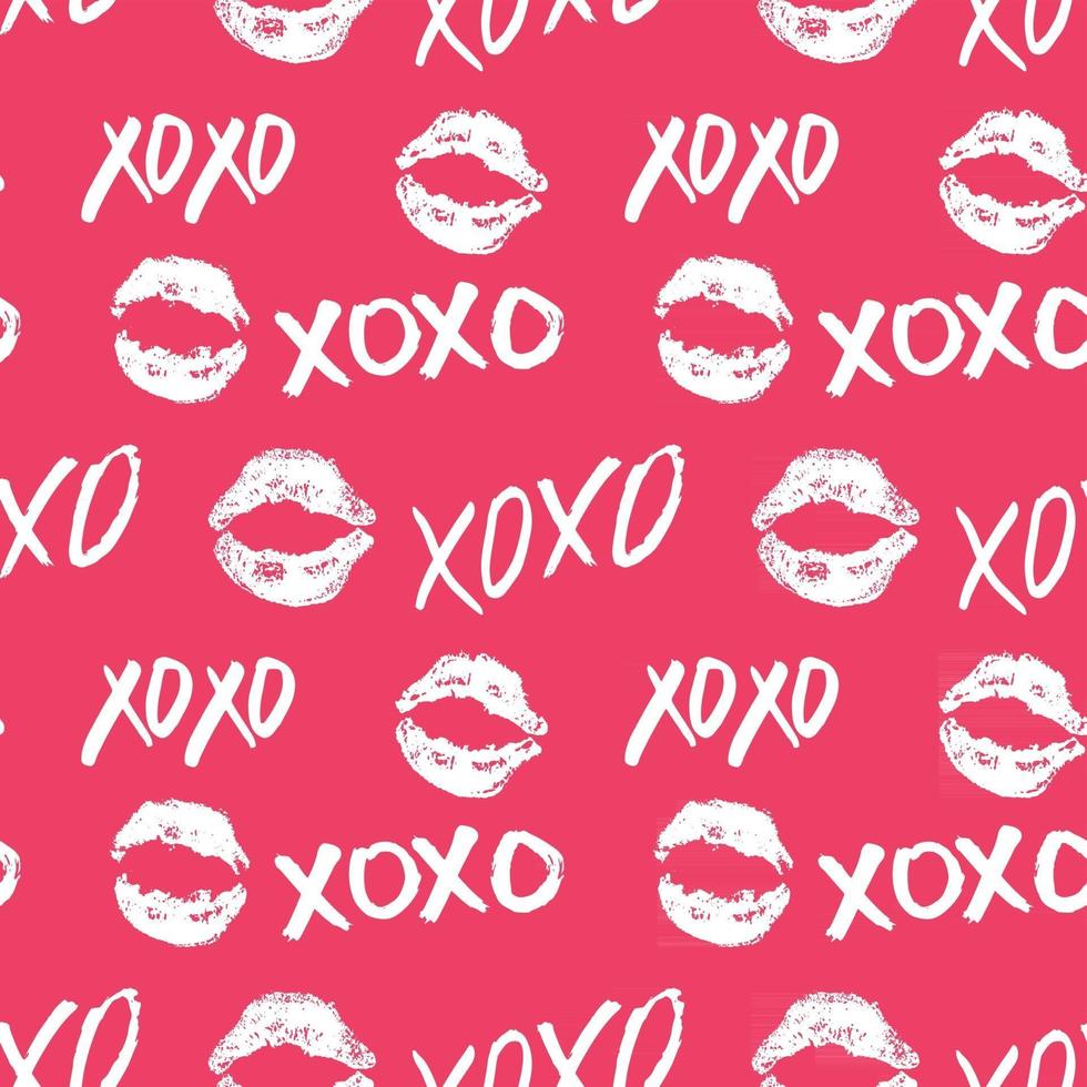 XOXO brush lettering signs seamless pattern, Grunge calligraphiv c