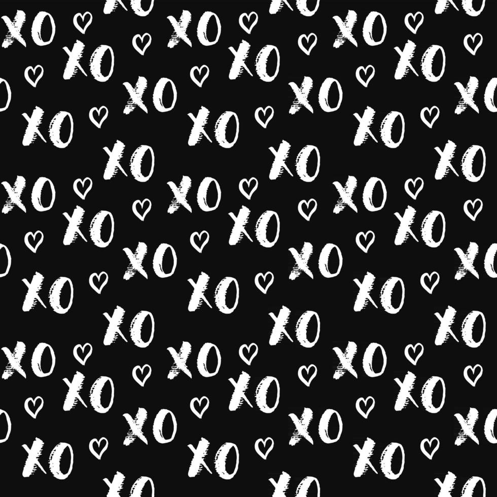 Xoxo Brush Lettering Signs Seamless Pattern Grunge Calligraphic