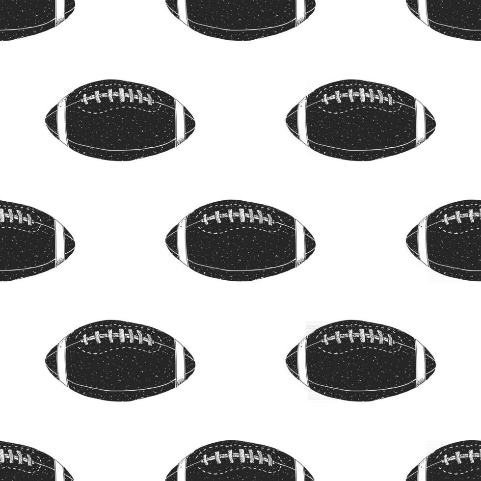 Football, rugby ball seamless pattern hand drawn sketch, vector illustration