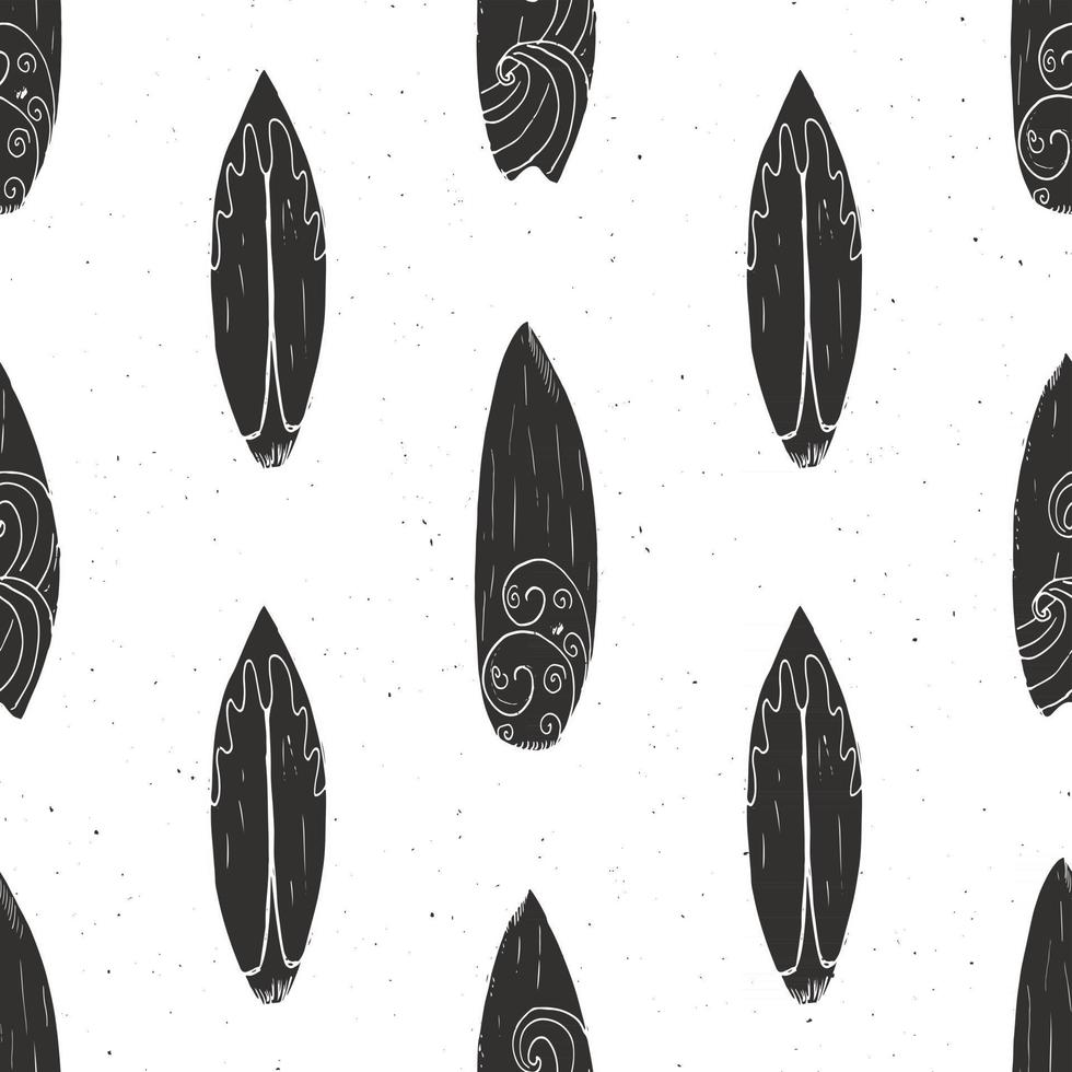 Surf boards seamless pattern hand drawn sketch background, typography design vector illustration