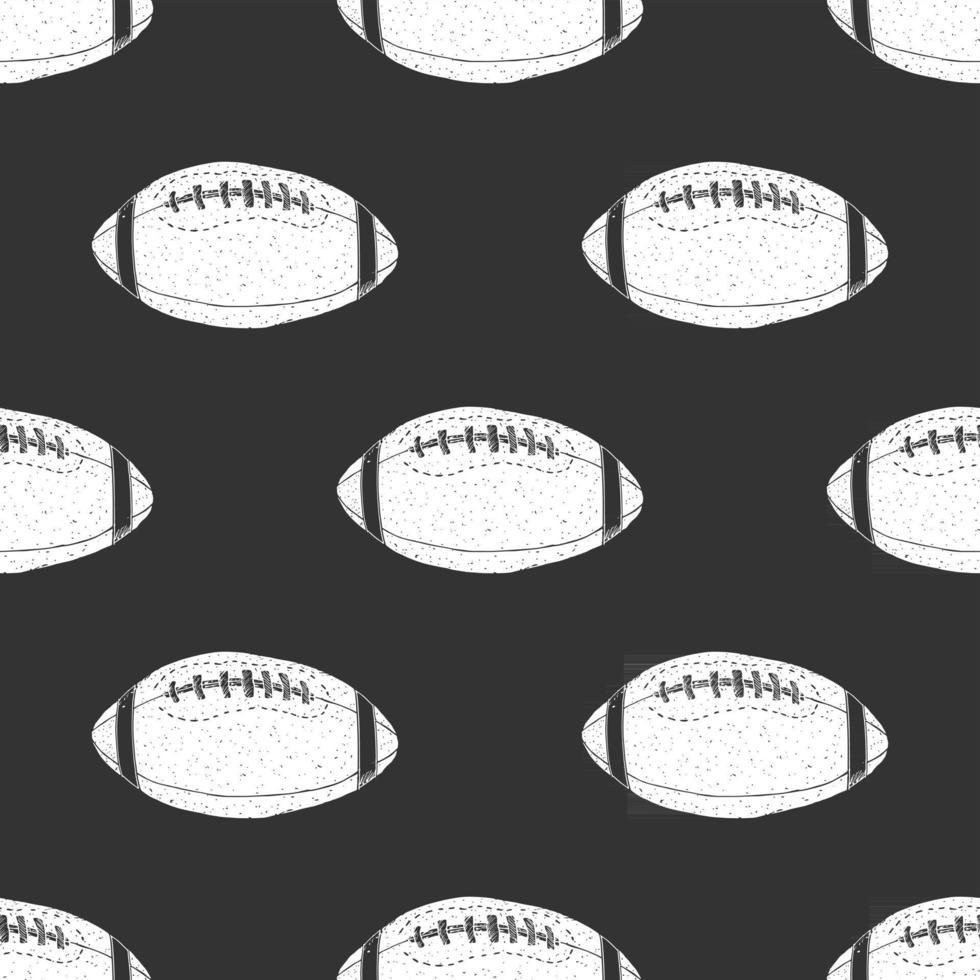 Football, rugby ball seamless pattern hand drawn sketch, vector illustration