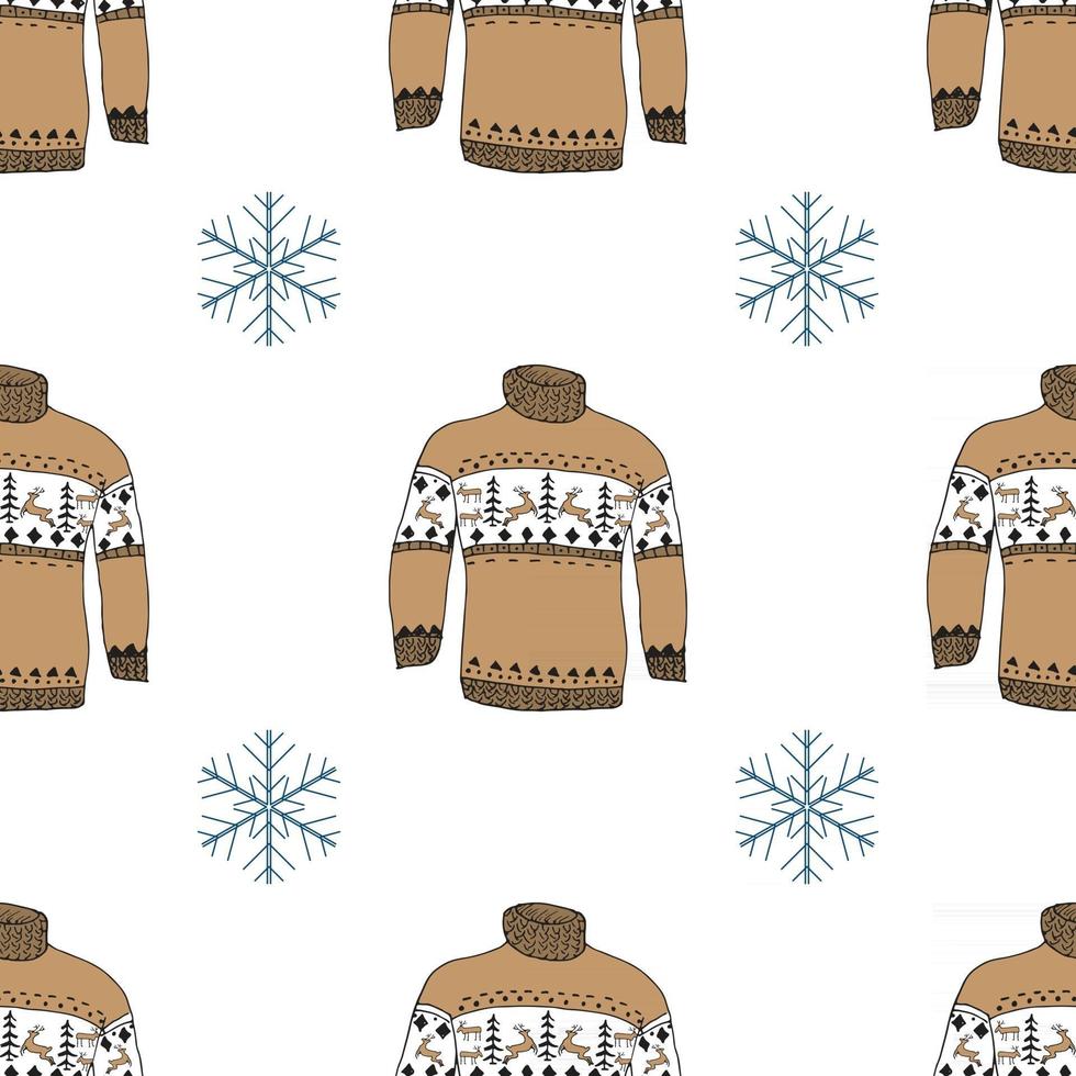 Winter season doodle clothes seamless pattern. Hand drawn sketch elements vector background illustration.