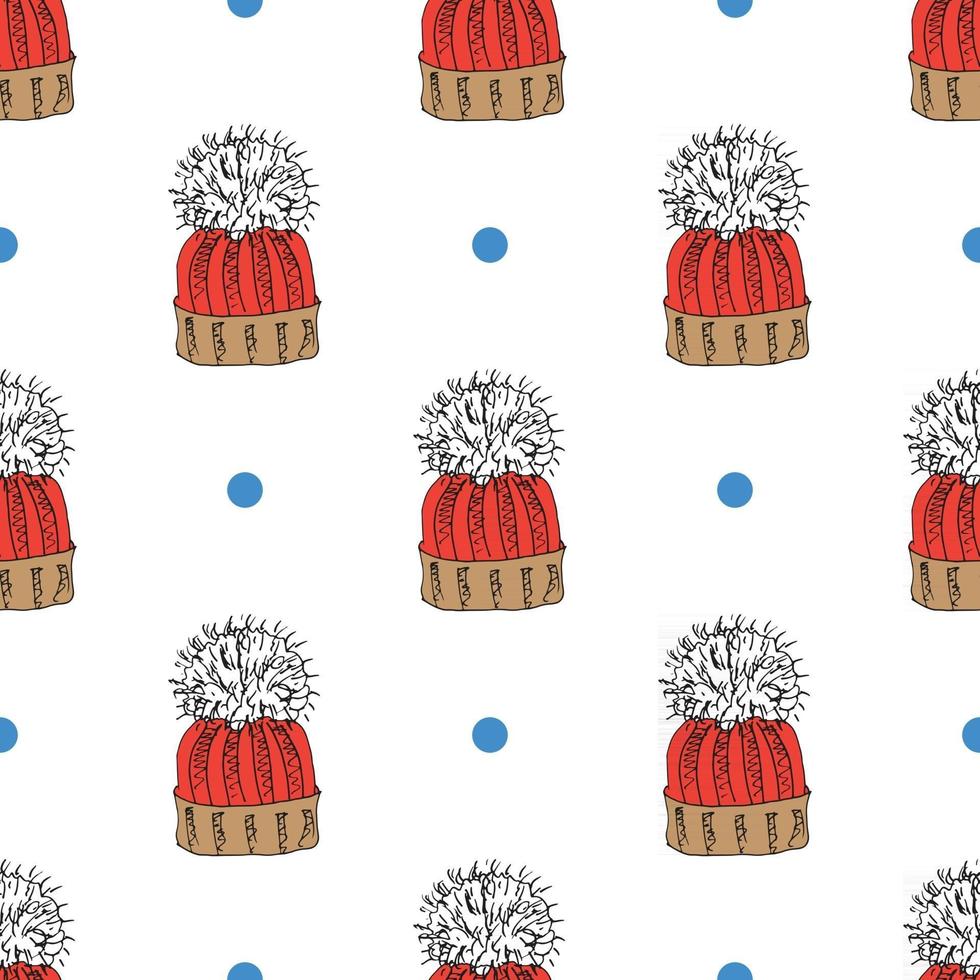 Winter season doodle clothes seamless pattern. Hand drawn sketch elements vector background illustration.