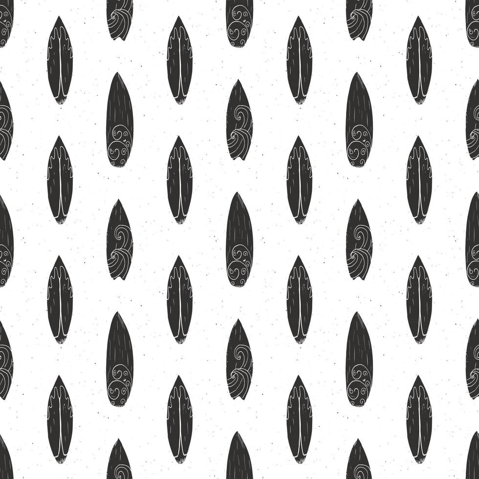 Surf boards seamless pattern hand drawn sketch background, typography design vector illustration