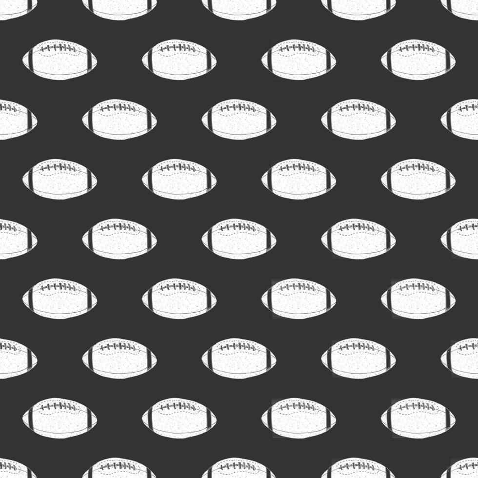 Football, rugby ball seamless pattern hand drawn sketch, vector illustration