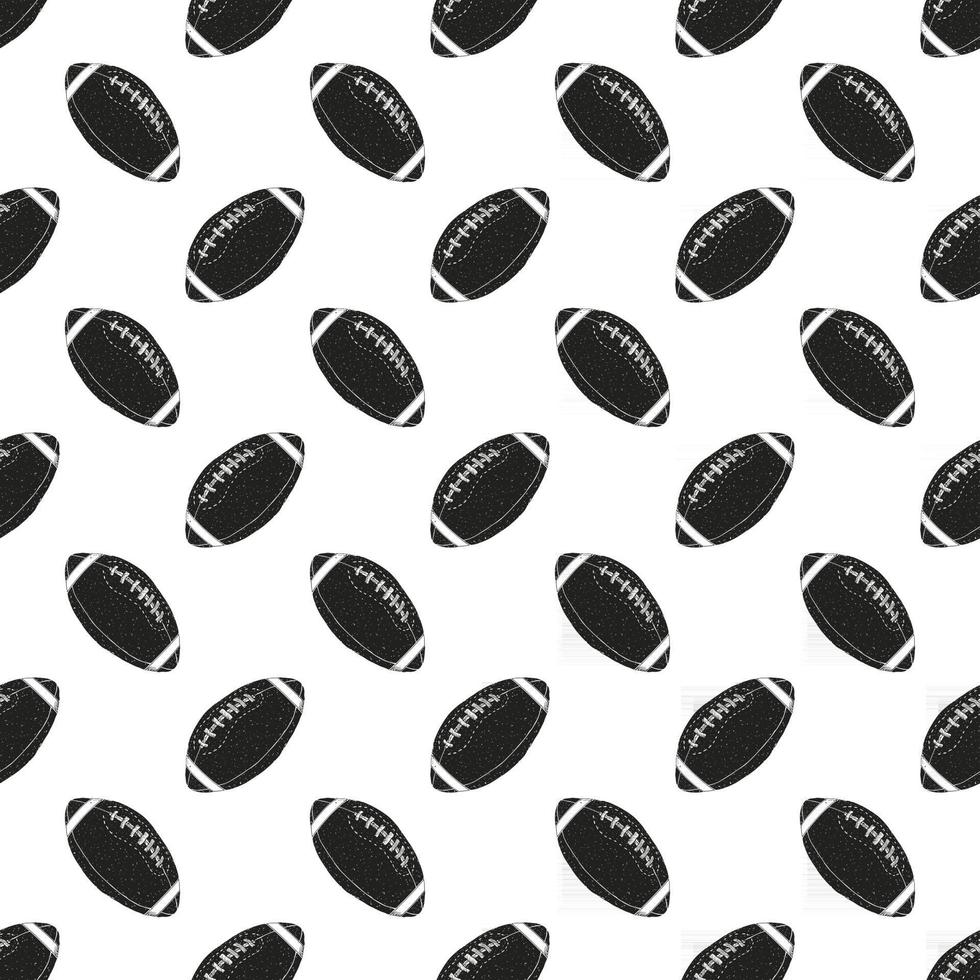 Football, rugby ball seamless pattern hand drawn sketch, vector illustration