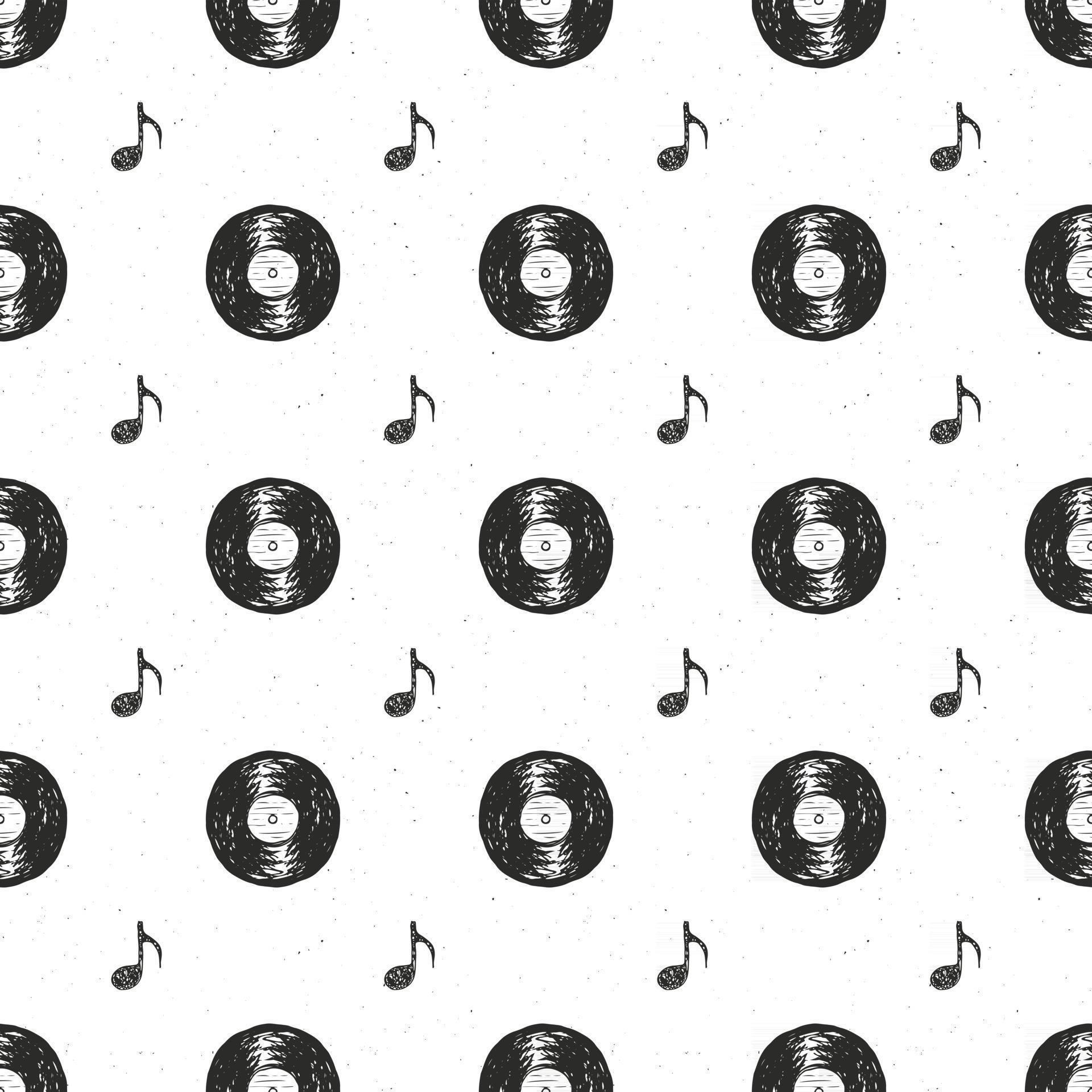 vinyl record vintage seamless pattern hand drawn label sketch grunge