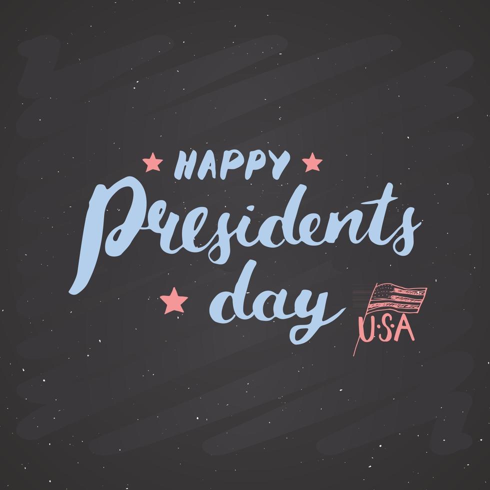 Happy President's Day Vintage USA greeting card, United States of America celebration. Hand lettering, American holiday grunge textured retro design vector illustration.
