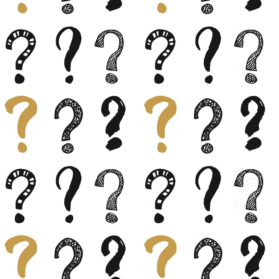 Questions marks seamless pattern. Hand drawn sketched doodle signs