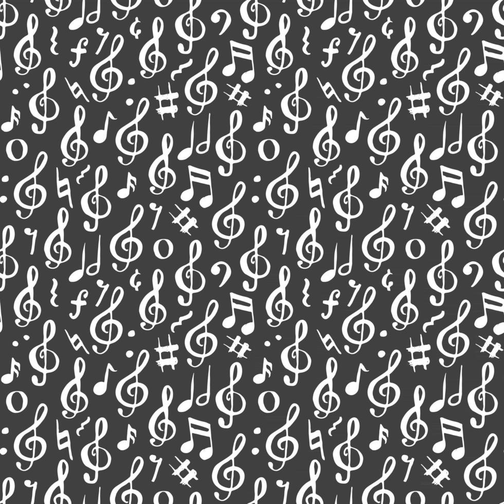 Music note seamless pattern vector illustration. Hand drawn sketched doodle music notes symbols