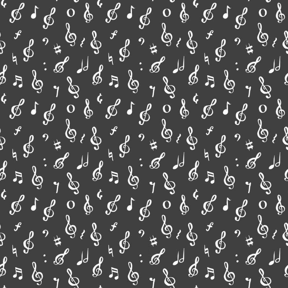 Music note seamless pattern vector illustration. Hand drawn sketched doodle music notes symbols