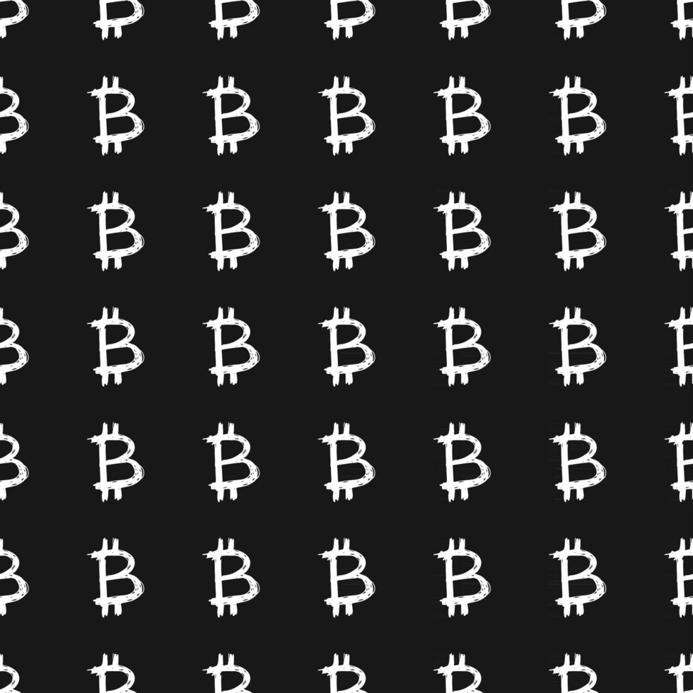bitcoin, señal, icono, cepillo, letras, seamless, patrón, grunge, símbolos caligráficos, plano de fondo, vector, ilustración vector