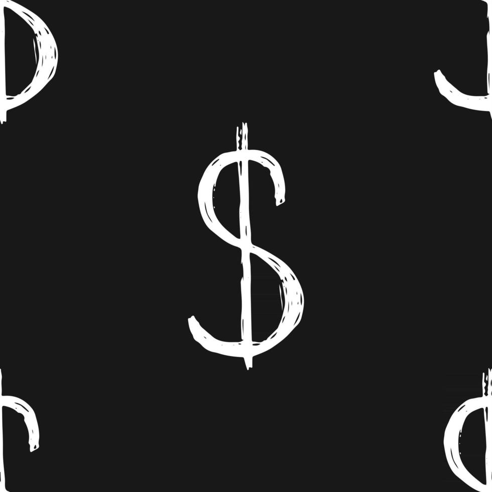 icono de signo de dólar cepillo letras de patrones sin fisuras, fondo de símbolos caligráficos de grunge, ilustración vectorial vector