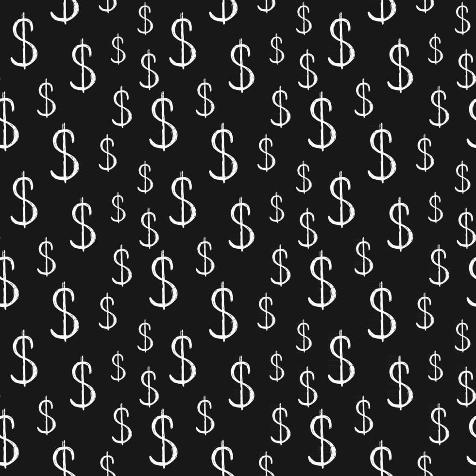 Dollar sign icon brush lettering seamless pattern, Grunge calligraphic symbols background, vector illustration