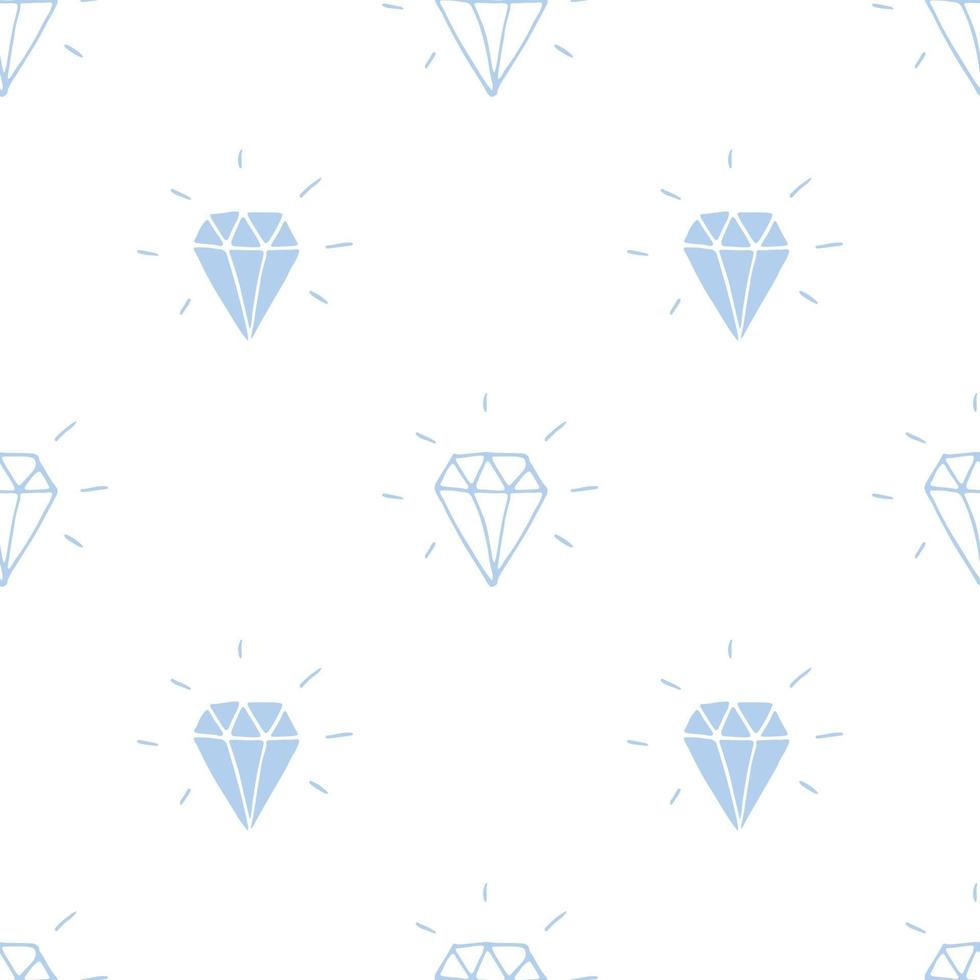 Diamond seamless pattern vector illustration. Hand drawn sketched doodle diamond symbols background