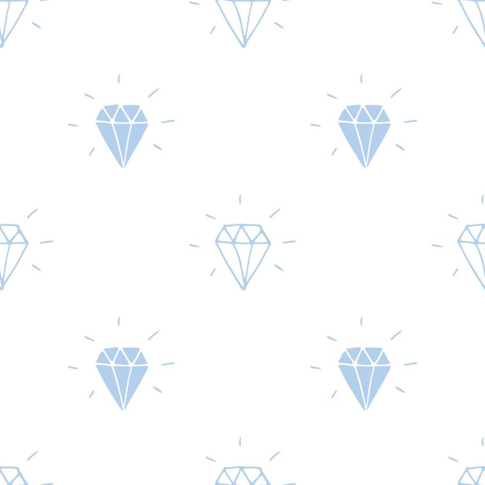 Diamond seamless pattern vector illustration. Hand drawn sketched doodle diamond symbols background