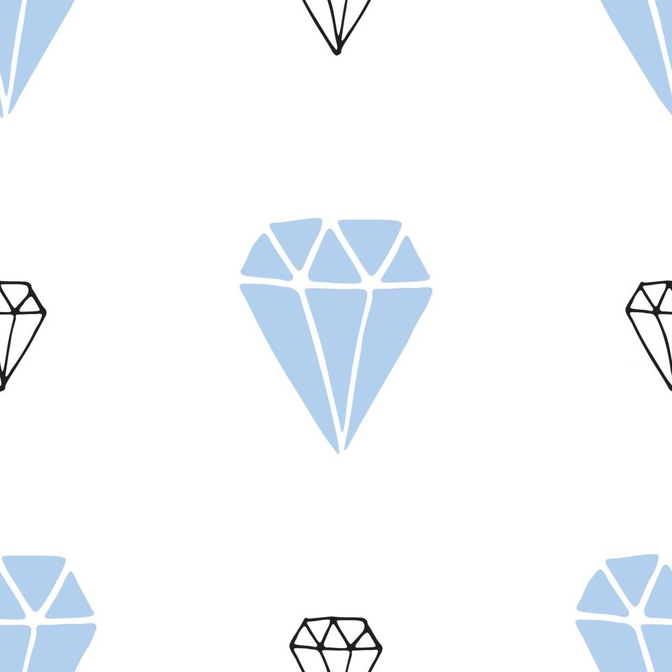 Diamond seamless pattern vector illustration. Hand drawn sketched doodle diamond symbols background