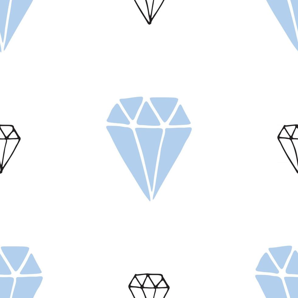 Ilustración de vector de patrones sin fisuras de diamantes. Dibujado a mano bosquejado doodle fondo de símbolos de diamante