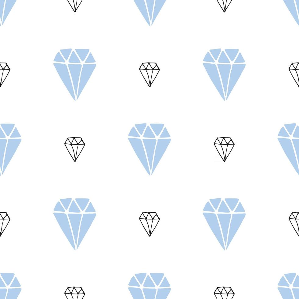 Diamond seamless pattern vector illustration. Hand drawn sketched doodle diamond symbols background