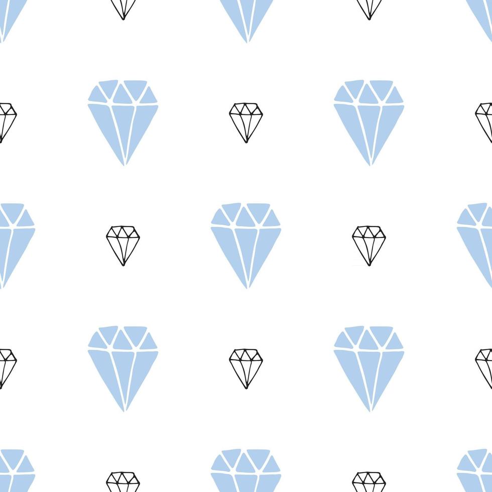 Diamond seamless pattern vector illustration. Hand drawn sketched doodle diamond symbols background