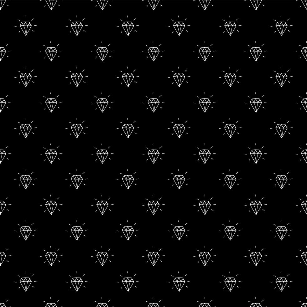 Diamond seamless pattern vector illustration. Hand drawn sketched doodle diamond symbols background