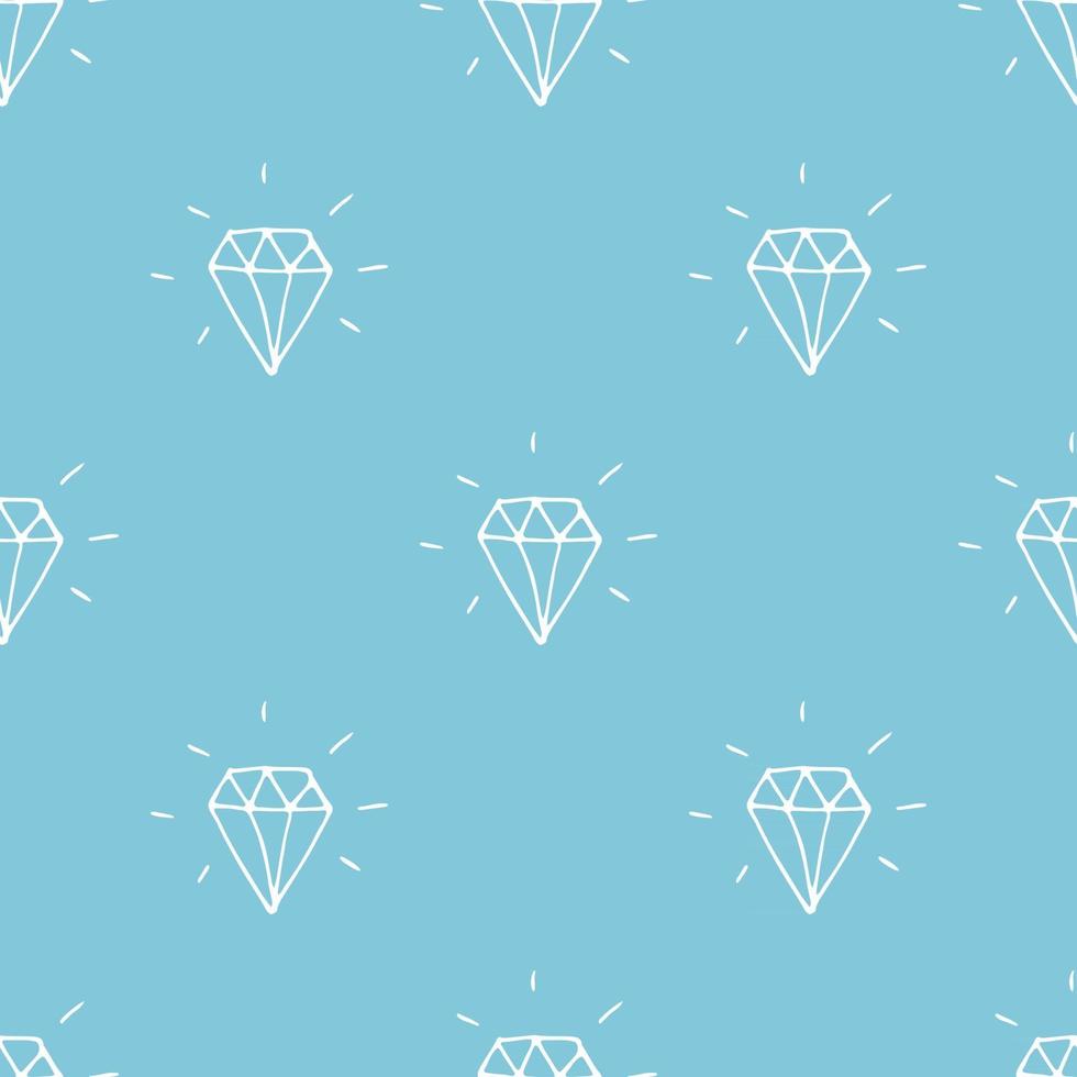 Diamond seamless pattern vector illustration. Hand drawn sketched doodle diamond symbols background