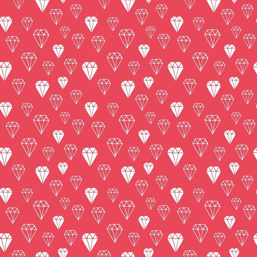 Diamond seamless pattern vector illustration. Hand drawn sketched doodle diamond symbols background