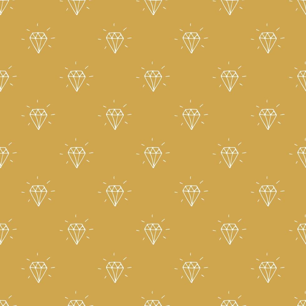 Diamond seamless pattern vector illustration. Hand drawn sketched doodle diamond symbols background