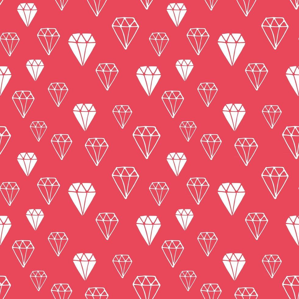 Ilustración de vector de patrones sin fisuras de diamantes. Dibujado a mano bosquejado doodle fondo de símbolos de diamante