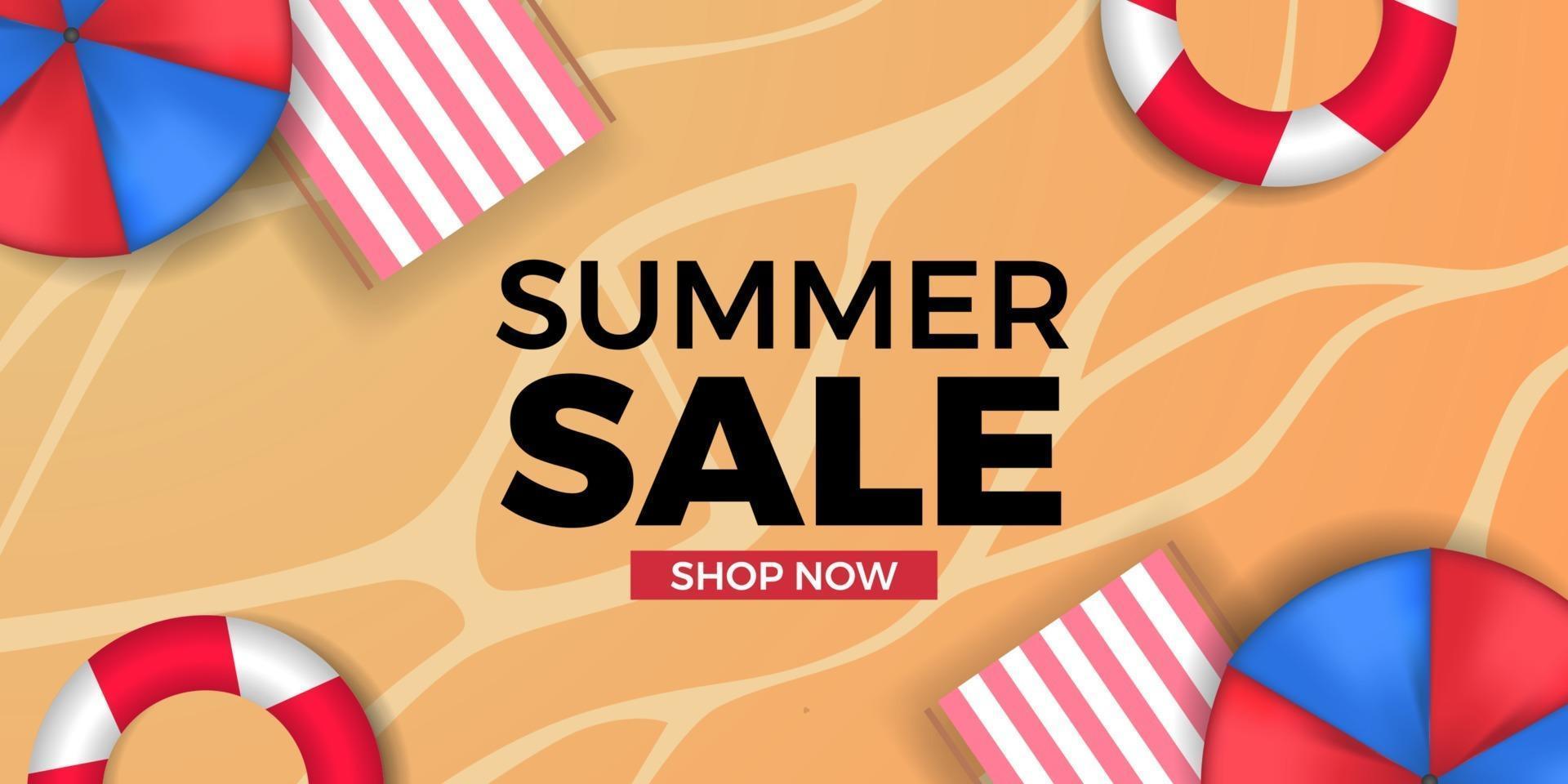 summer sale offer banner promotion with sand beach coast background vector