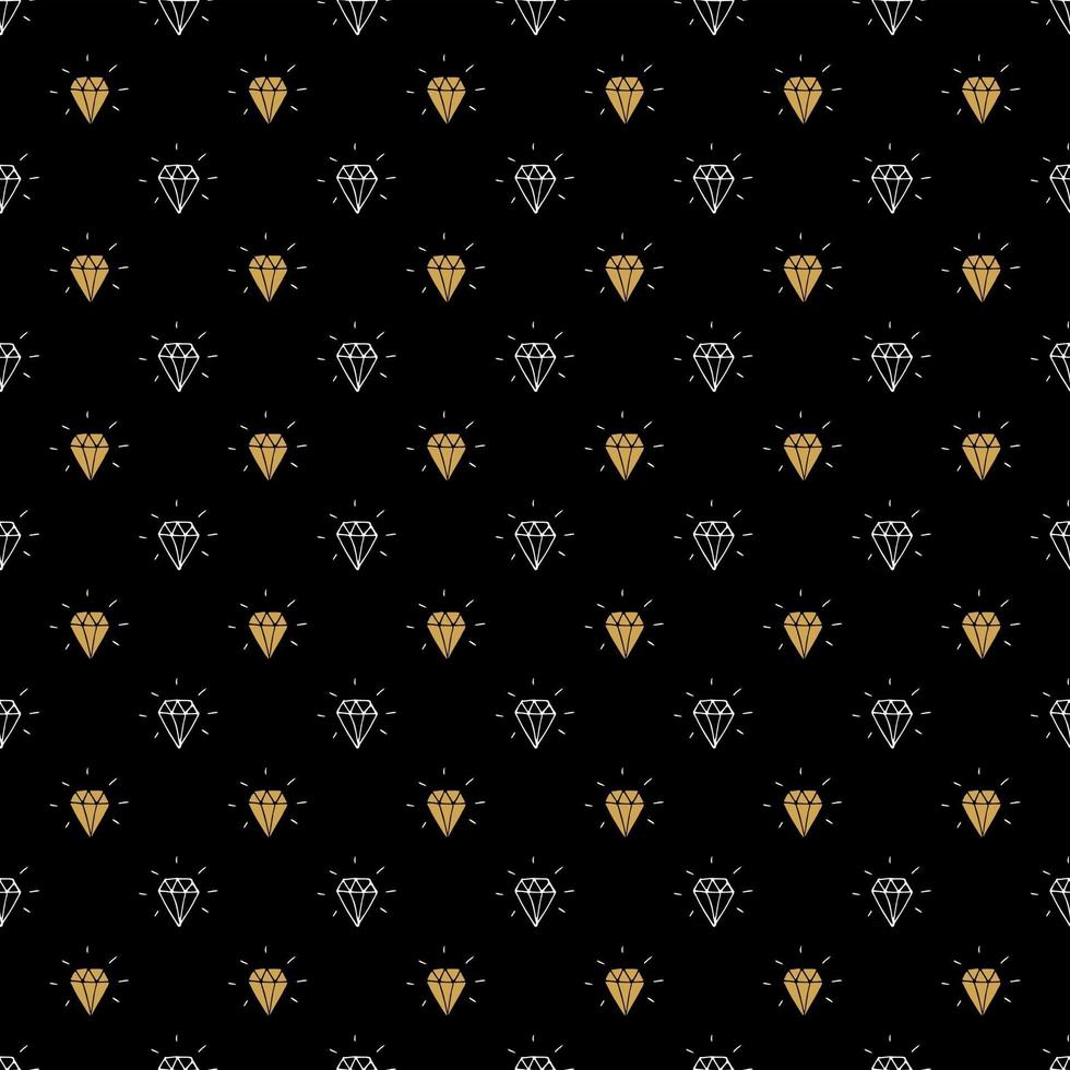 Diamond seamless pattern vector illustration. Hand drawn sketched doodle diamond symbols background