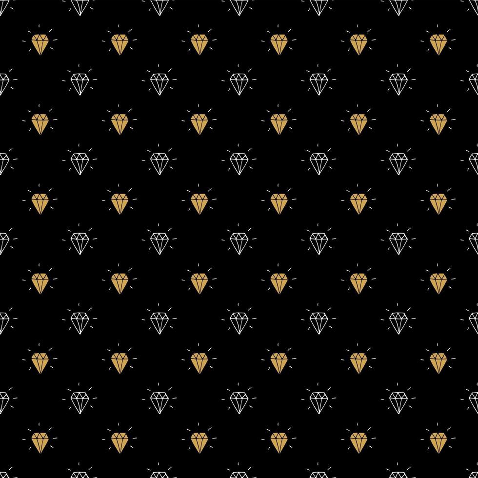 Diamond seamless pattern vector illustration. Hand drawn sketched doodle diamond symbols background