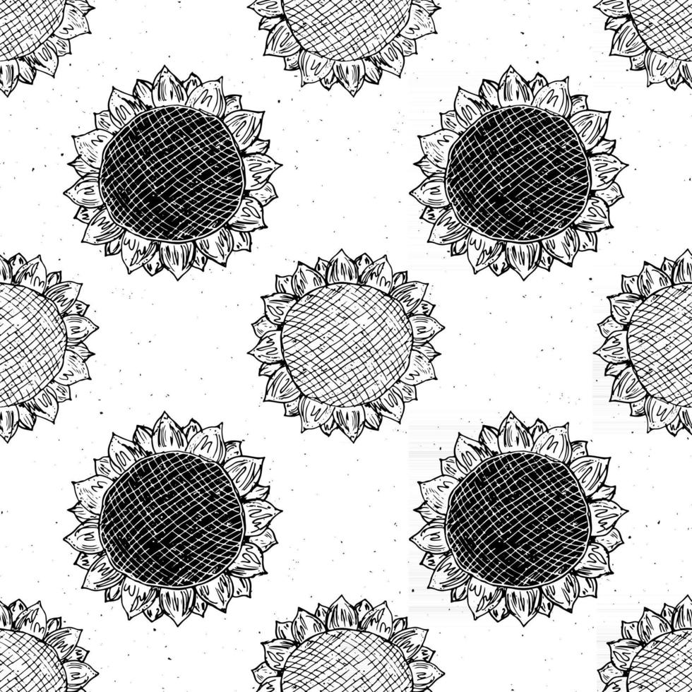 Sunflower seamless pattern hand drawn sketch, background, typography design vector illustration