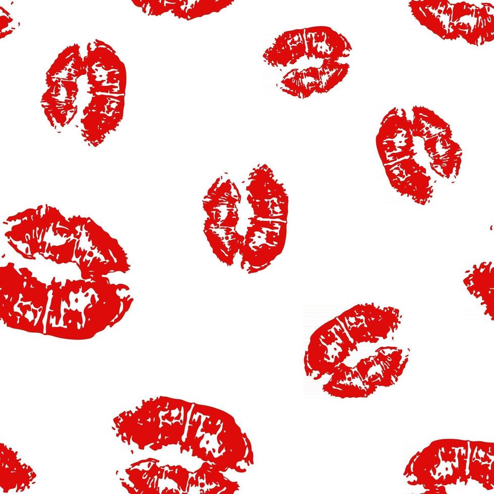 Kiss, Lips Seamless Pattern background. Vector Illustration isolated on white.