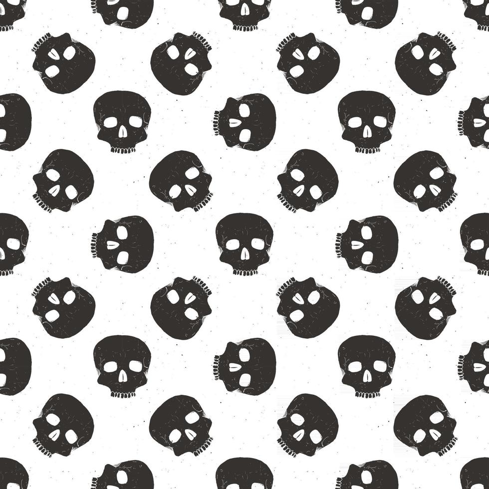 Skull seamless pattern, hand drawn sketch vector illustration
