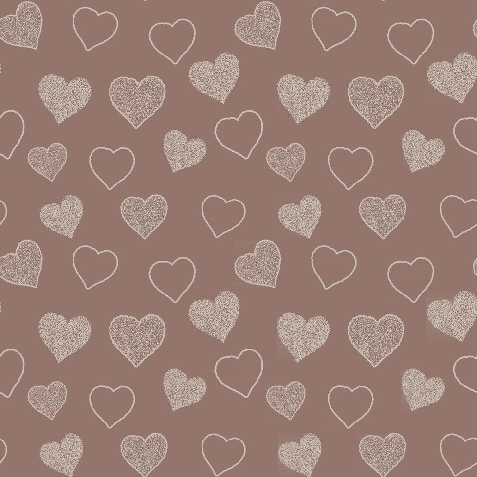 Heart symbol seamless pattern vector illustration. Hand drawn sketch doodle background. Saint Valentines Day or women's day background