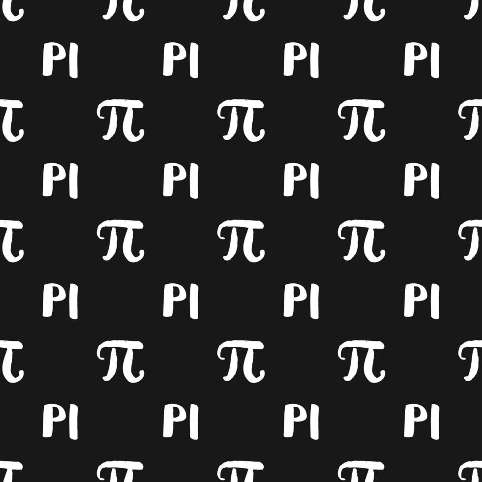 Pi symbol seamless pattern vector illustration. Hand drawn sketched Grunge mathematical signs and formulas, Vector illustration