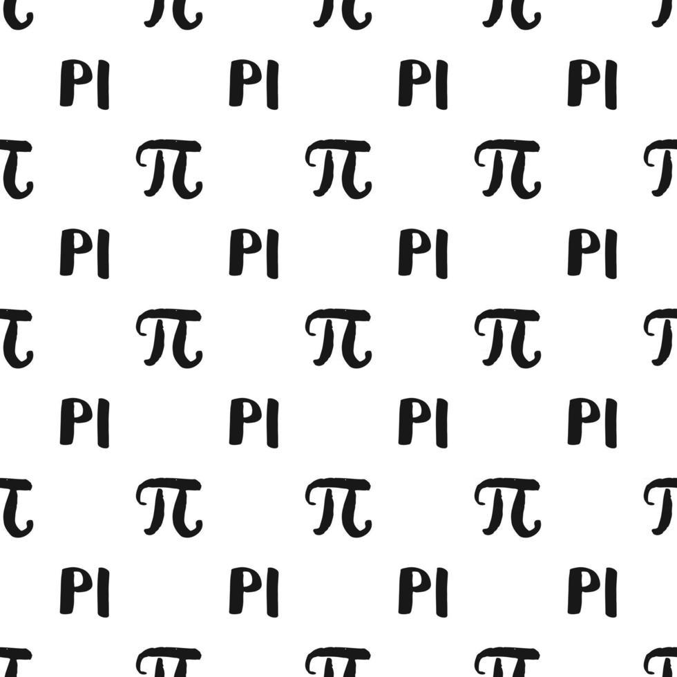 Ilustración de vector de patrón transparente de símbolo pi. Dibujado a mano bosquejado grunge signos y fórmulas matemáticas, ilustración vectorial