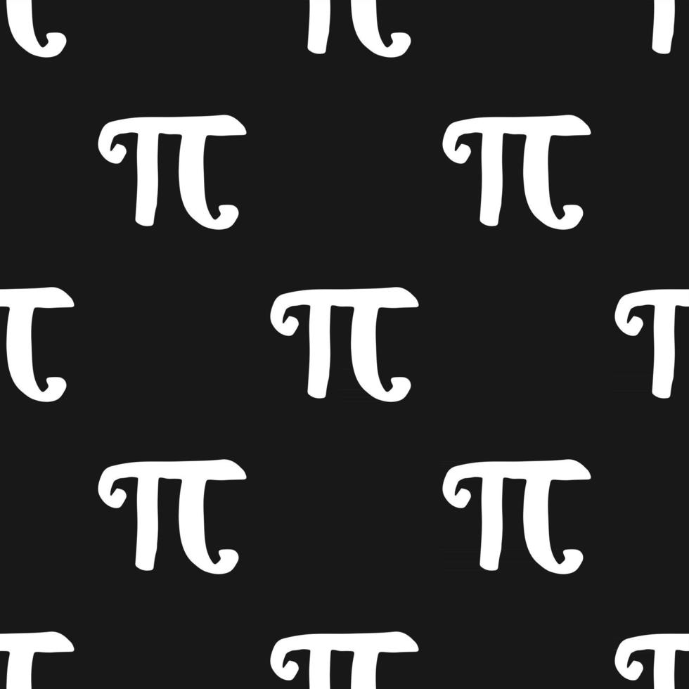 Pi symbol seamless pattern vector illustration. Hand drawn sketched Grunge mathematical signs and formulas, Vector illustration