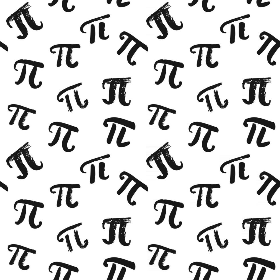 Pi symbol seamless pattern vector illustration. Hand drawn sketched Grunge mathematical signs and formulas, Vector illustration